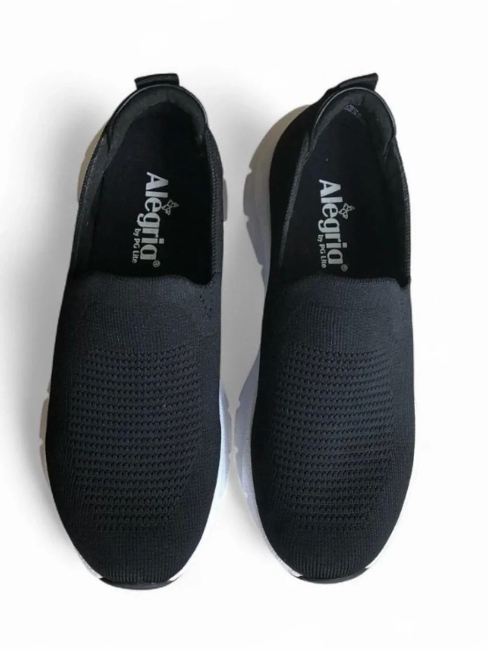 Alegría Slip-On Knit Walking Shoes for Women - Black 7.5 - 8